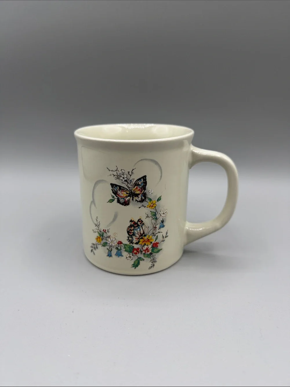 Vintage Japan Butterfly Floral Ceramic Coffee Mug